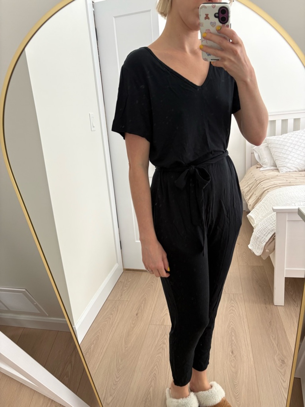 Knix Modal Short Sleeve Romper with removable tie belt